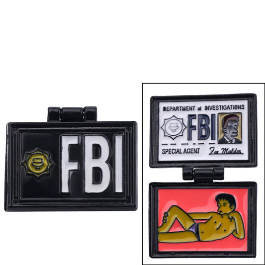FBI-themed product with a badge and a card featuring a cartoon character.