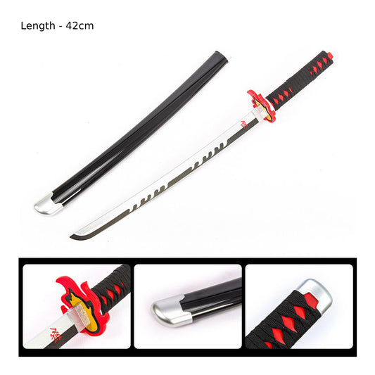 Tanjiro Flame Black Wooden Katana + Stand (42cm)